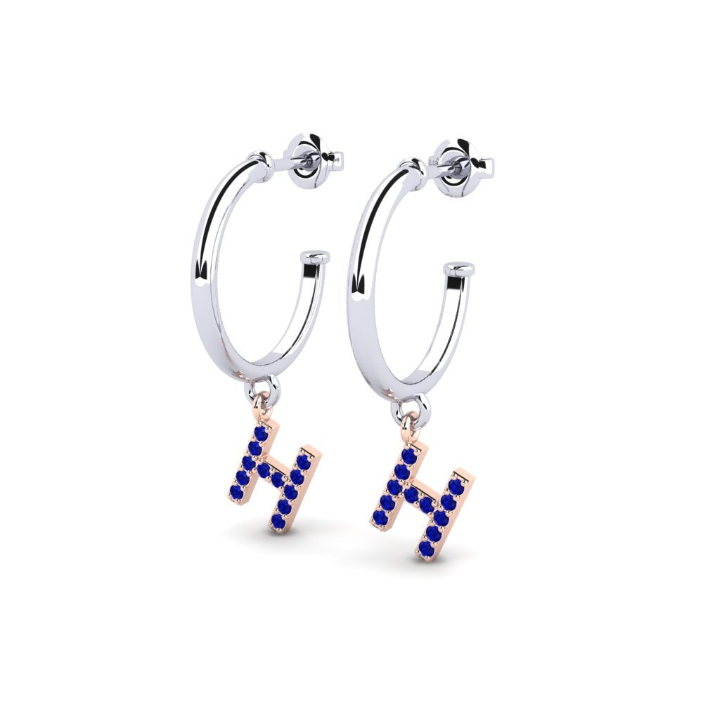 14k Oro Blanco & Rosa Zafiro Pendiente de mujer Nkwerre - H