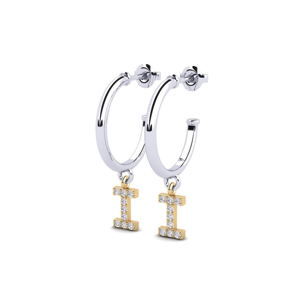 18k Oro Blanco & Amarillo Diamante Pendiente de mujer Nkwerre - I