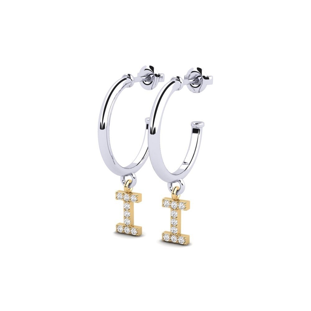 18k Oro Blanco & Amarillo Moissanita Pendiente de mujer Nkwerre - I