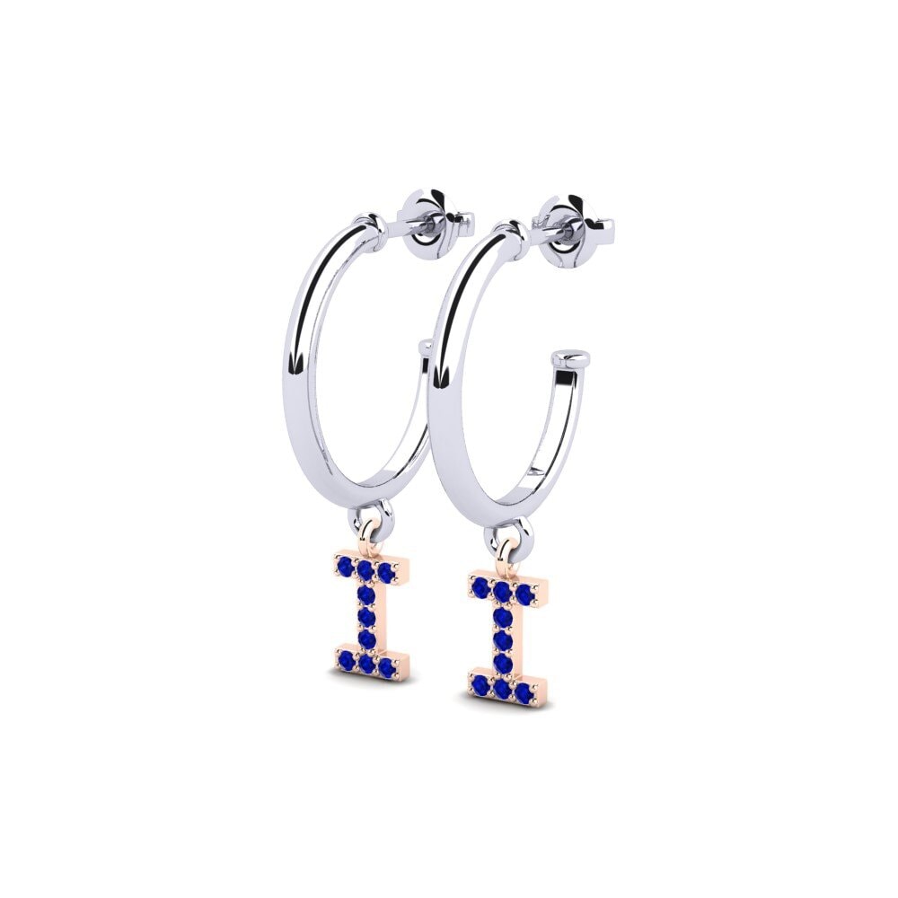 14k Oro Blanco & Rosa Zafiro Pendiente de mujer Nkwerre - I