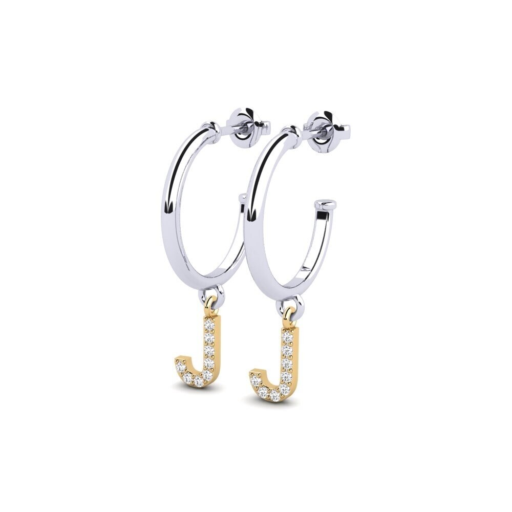 18k Oro Blanco & Amarillo Moissanita Pendiente de mujer Nkwerre - J