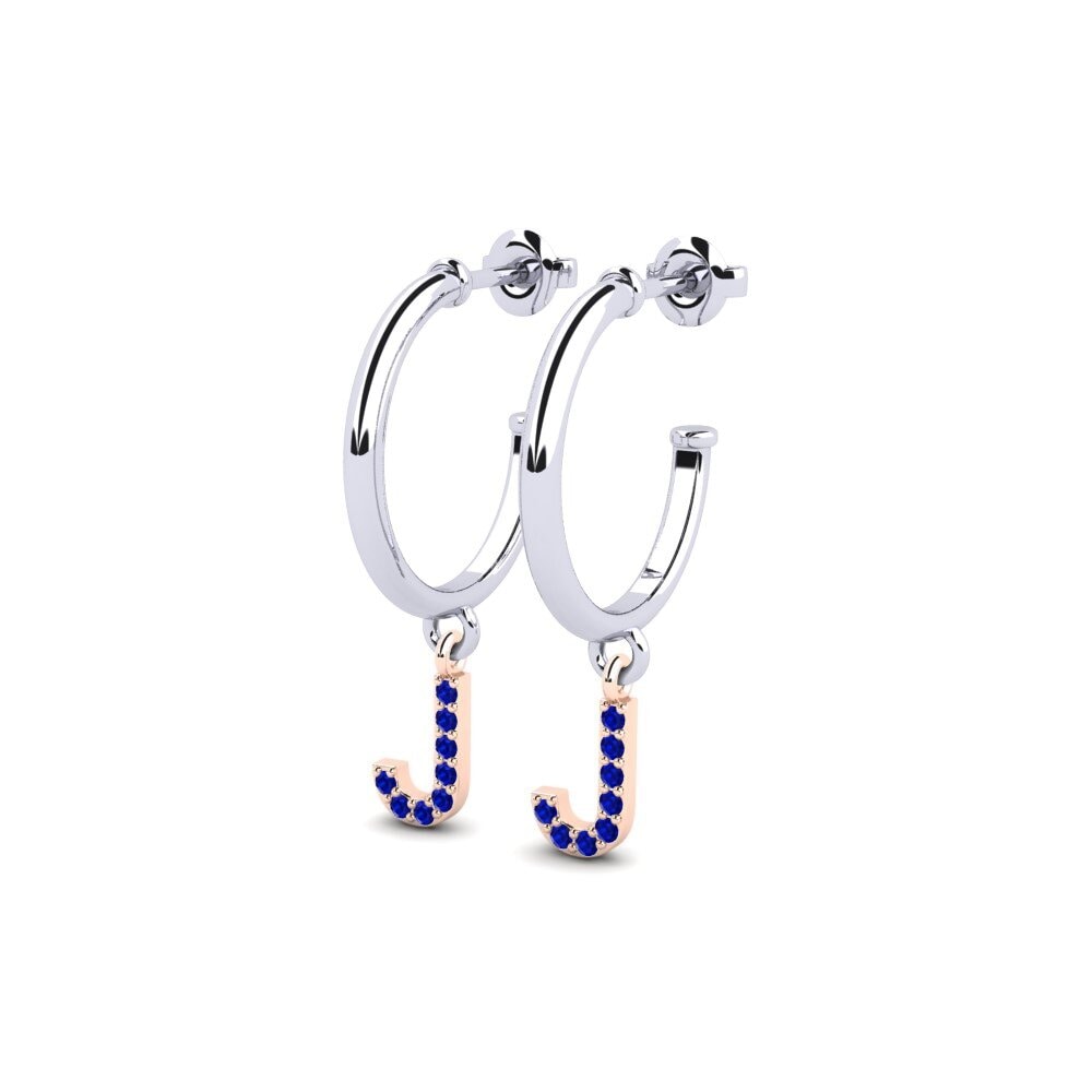 14k Oro Blanco & Rosa Zafiro Pendiente de mujer Nkwerre - J