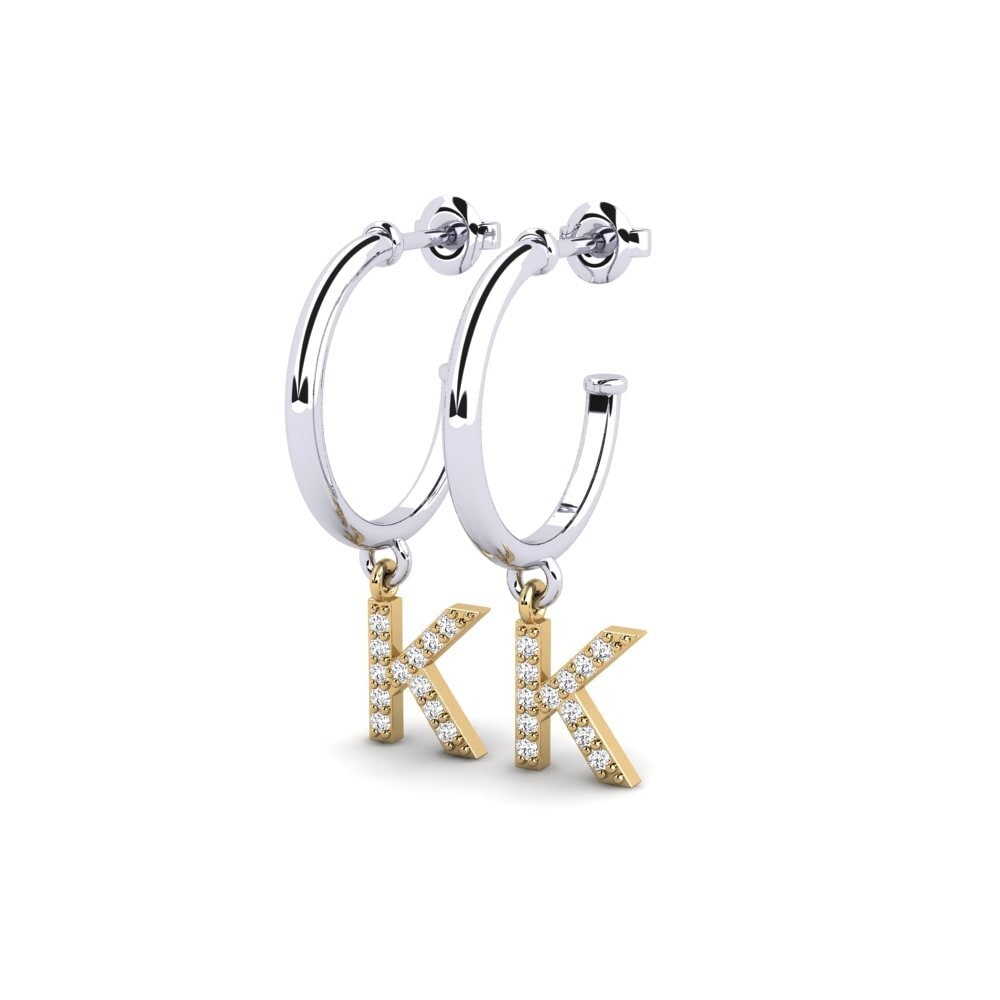 18k Oro Blanco & Amarillo Moissanita Pendiente de mujer Nkwerre - K