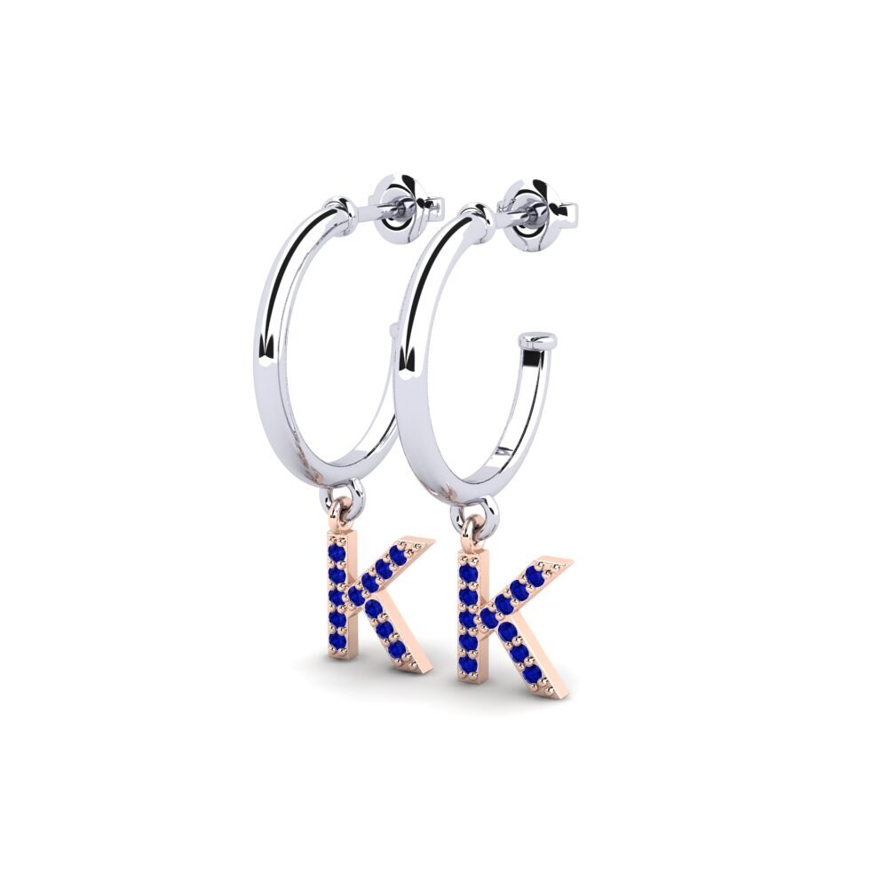 14k Oro Blanco & Rosa Zafiro Pendiente de mujer Nkwerre - K