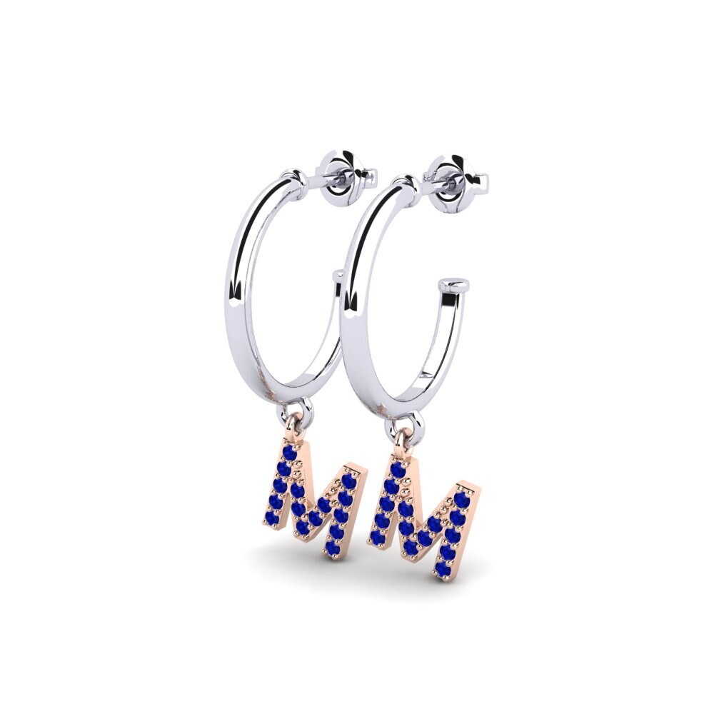 14k Oro Blanco & Rosa Zafiro Pendiente de mujer Nkwerre - M