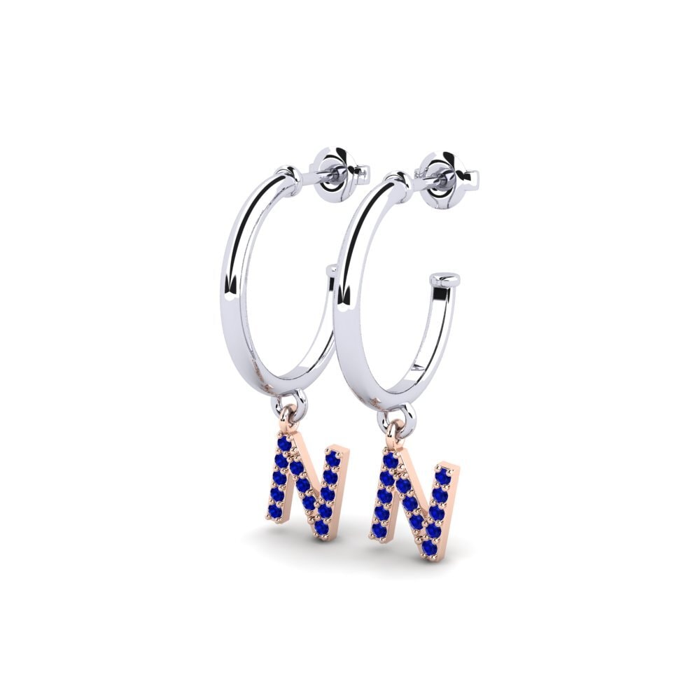 14k Oro Blanco & Rosa Zafiro Pendiente de mujer Nkwerre - N