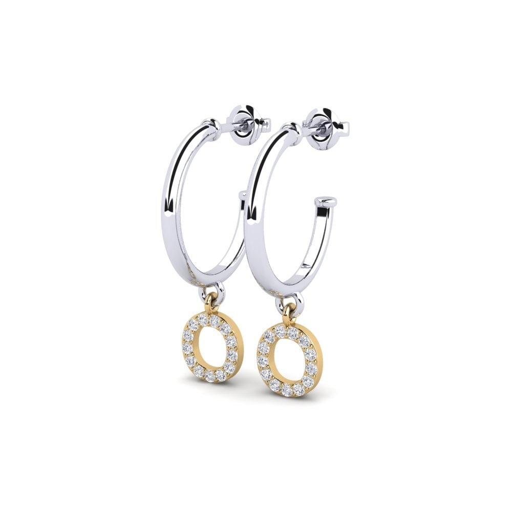 18k Oro Blanco & Amarillo Diamante Pendiente de mujer Nkwerre - O