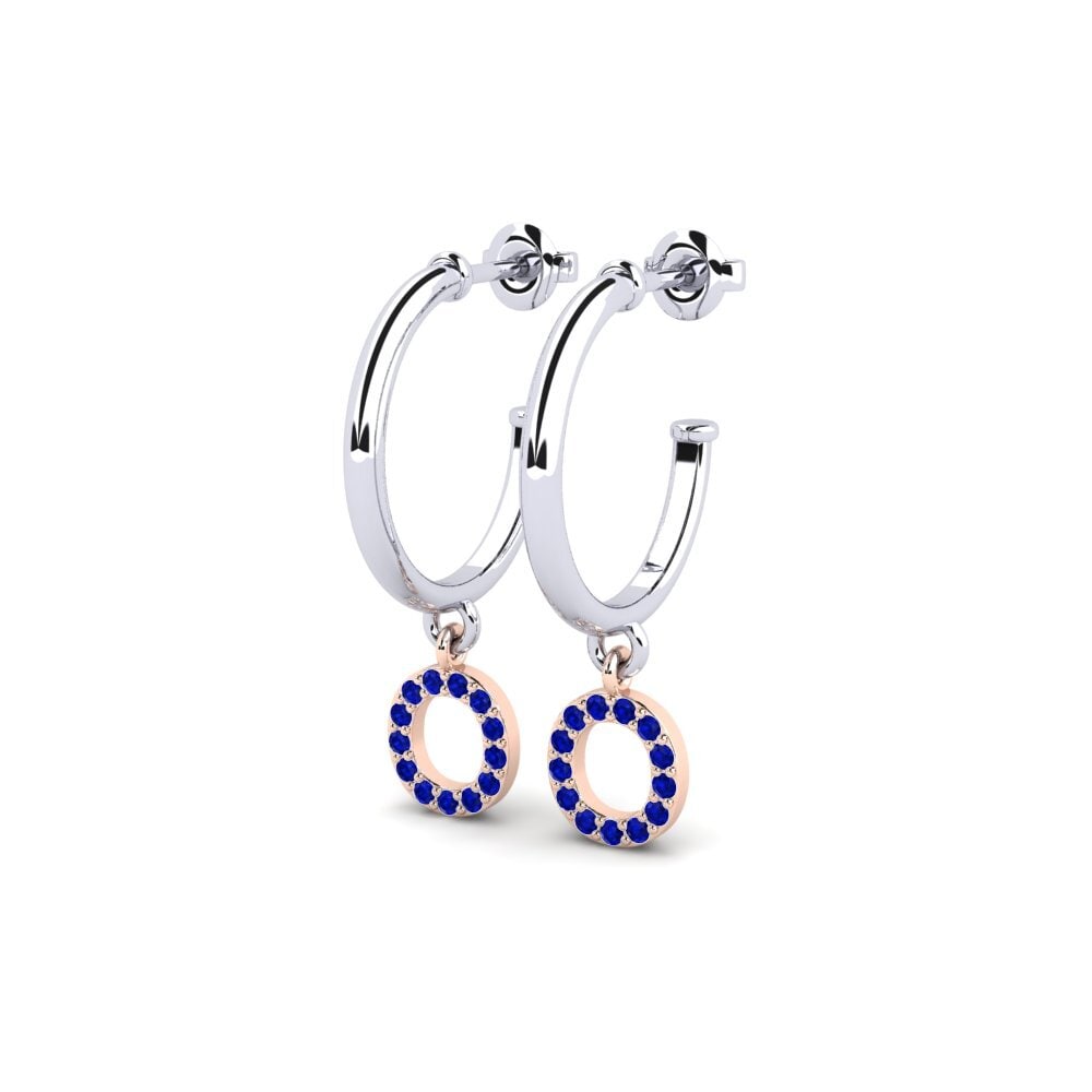 14k Oro Blanco & Rosa Zafiro Pendiente de mujer Nkwerre - O