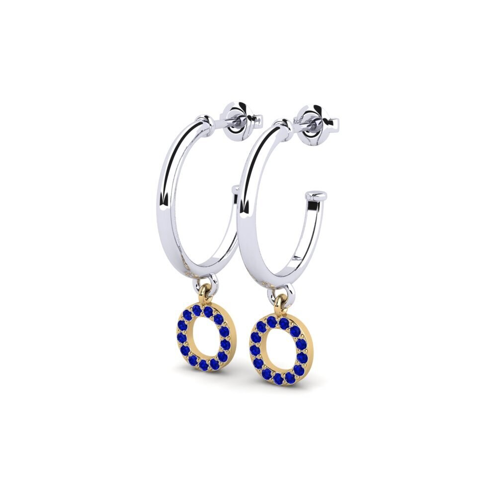 18k Oro Blanco & Amarillo Zafiro Pendiente de mujer Nkwerre - O