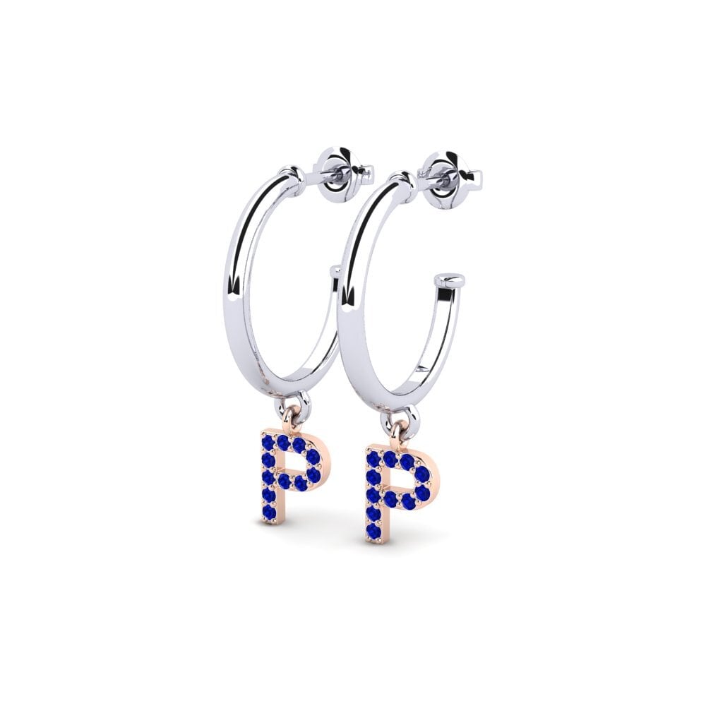 14k Oro Blanco & Rosa Zafiro Pendiente de mujer Nkwerre - P