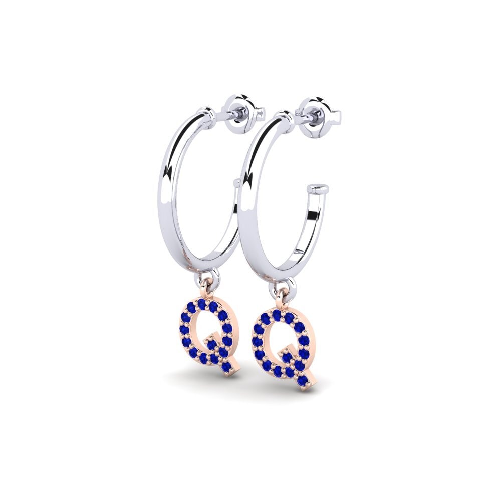 14k Oro Blanco & Rosa Zafiro Pendiente de mujer Nkwerre - Q