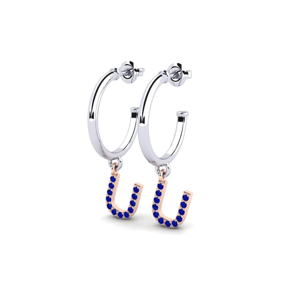 14k Oro Blanco & Rosa Zafiro Pendiente de mujer Nkwerre - U