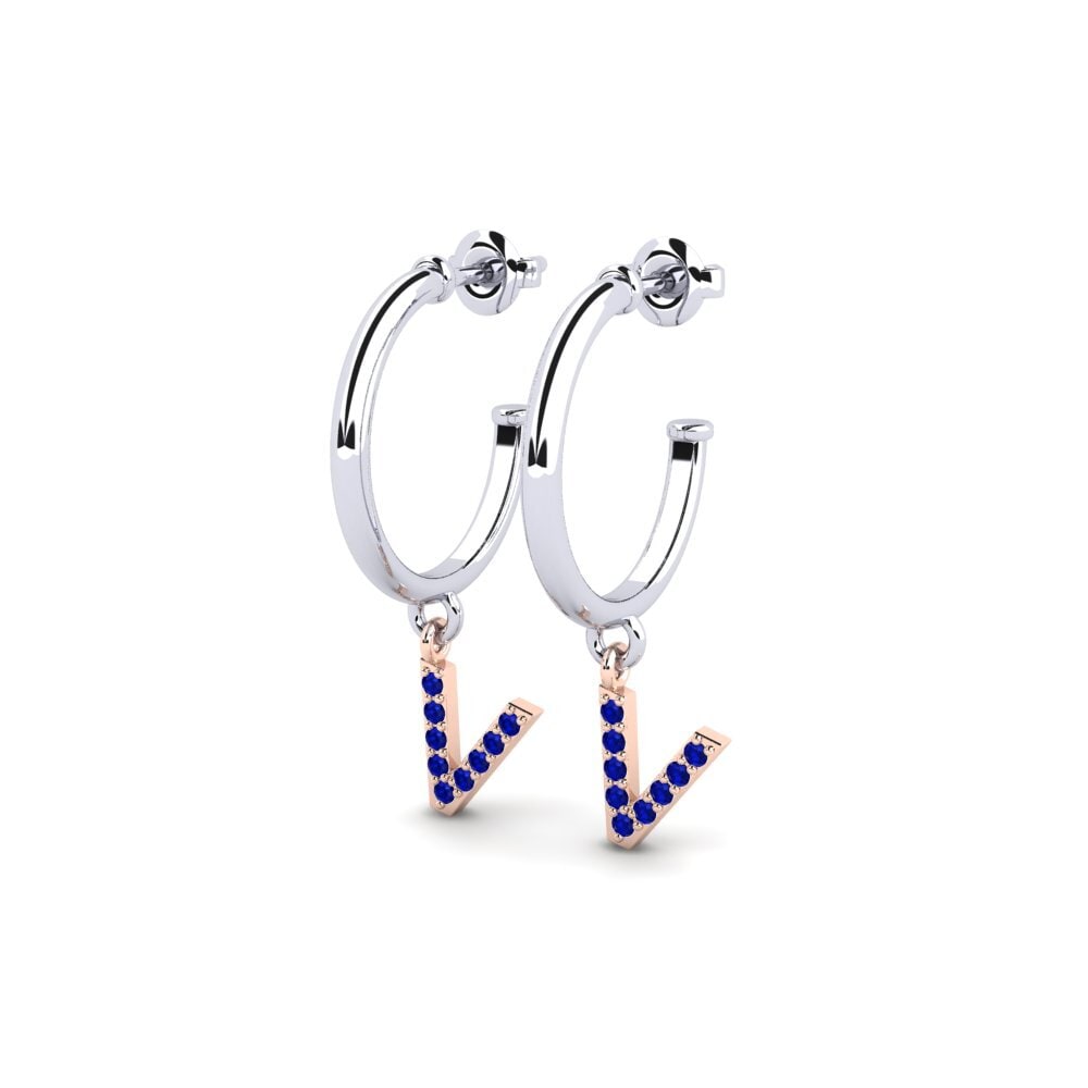 14k Oro Blanco & Rosa Zafiro Pendiente de mujer Nkwerre - V