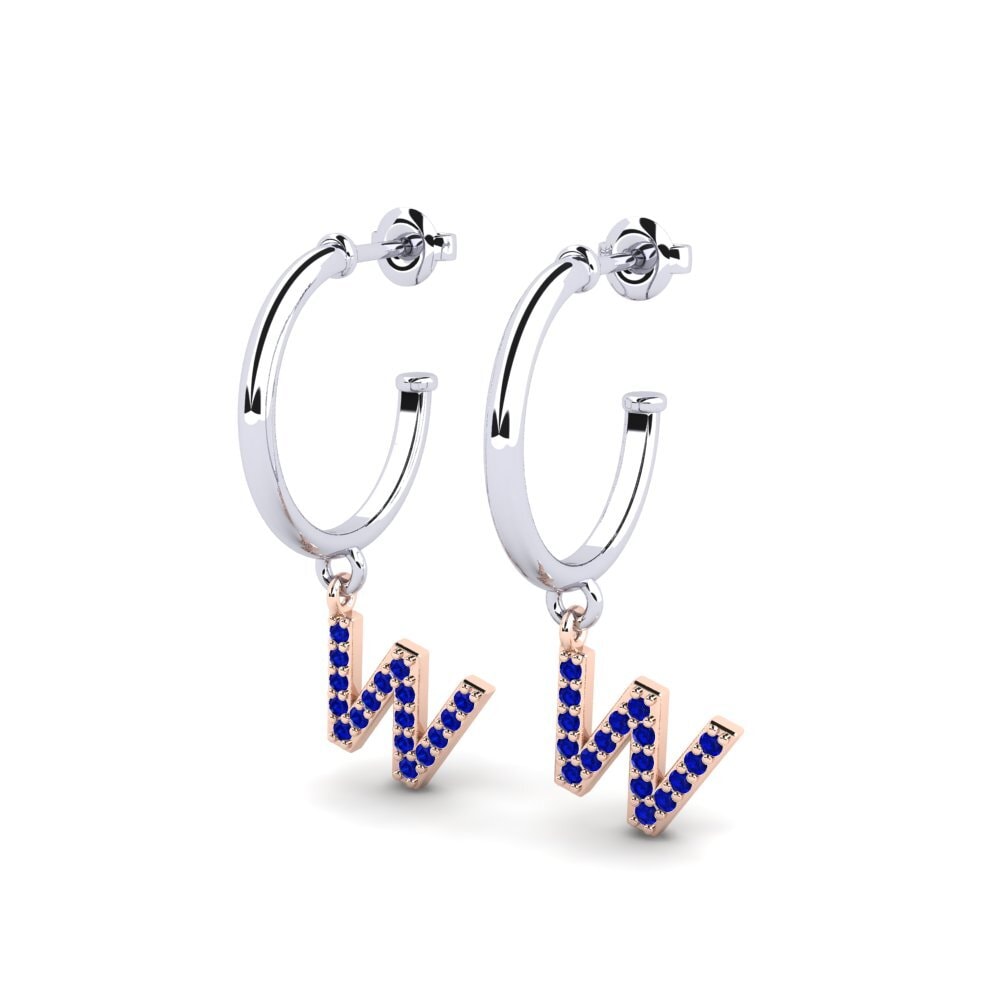 14k Oro Blanco & Rosa Zafiro Pendiente de mujer Nkwerre - W
