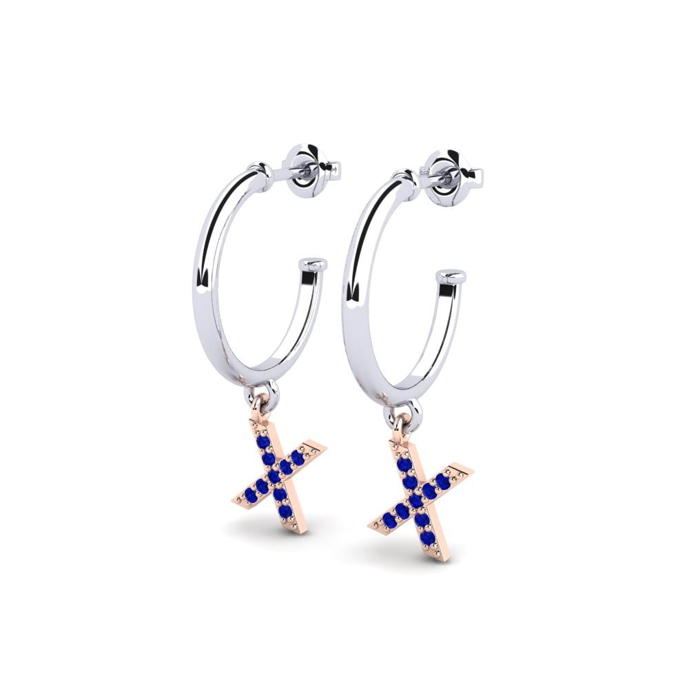 14k Oro Blanco & Rosa Zafiro Pendiente de mujer Nkwerre - X