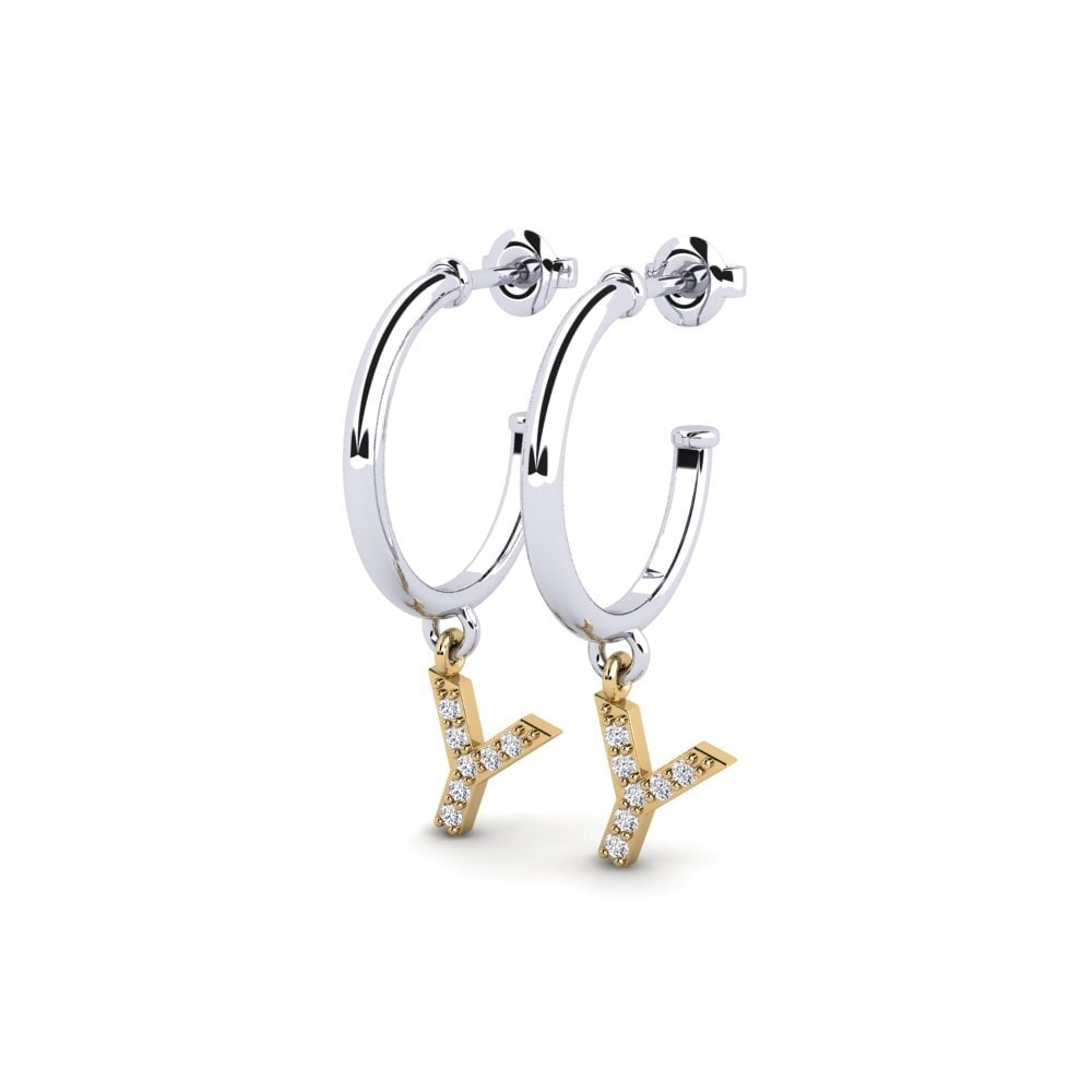 18k Oro Blanco & Amarillo Diamante Pendiente de mujer Nkwerre - Y