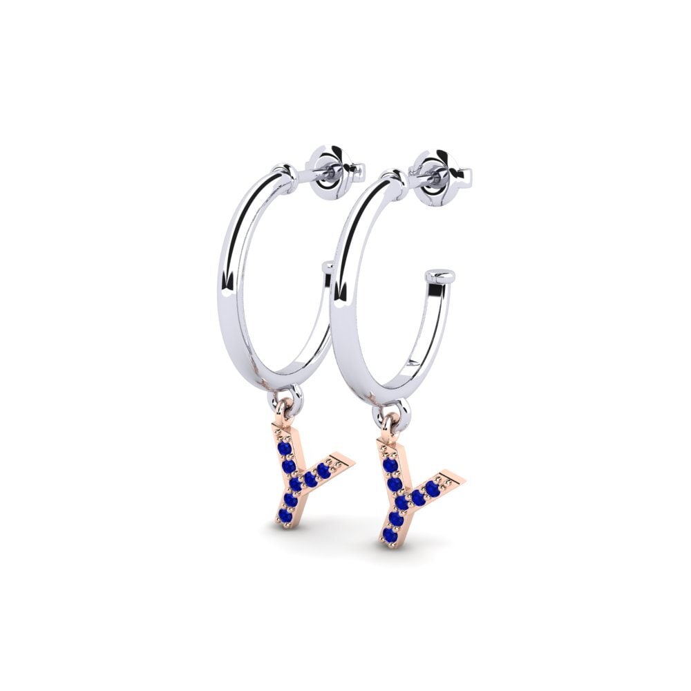 14k Oro Blanco & Rosa Zafiro Pendiente de mujer Nkwerre - Y