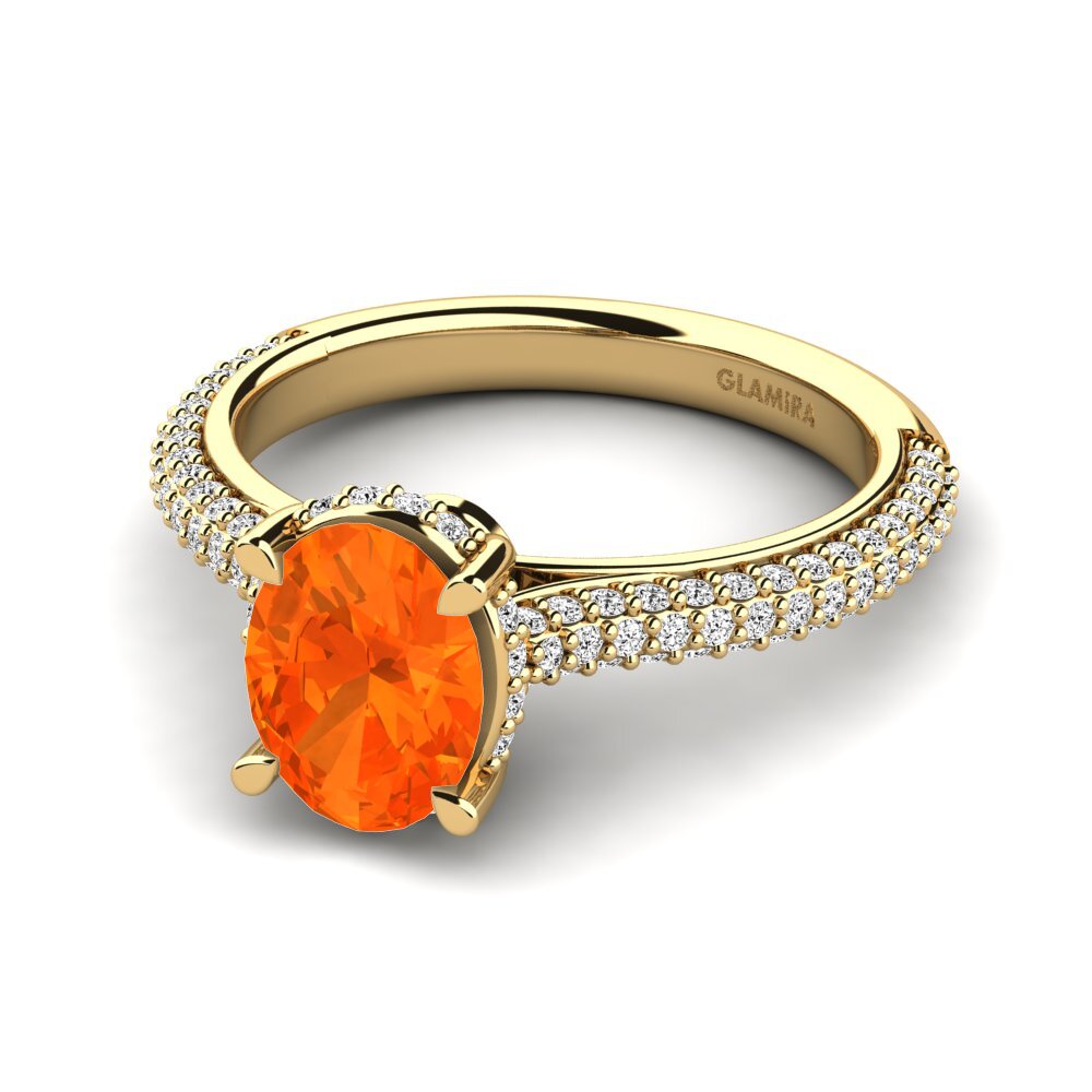 Ovalado Ópalo Fuego Anillo de compromiso Agrippina 1.09 crt