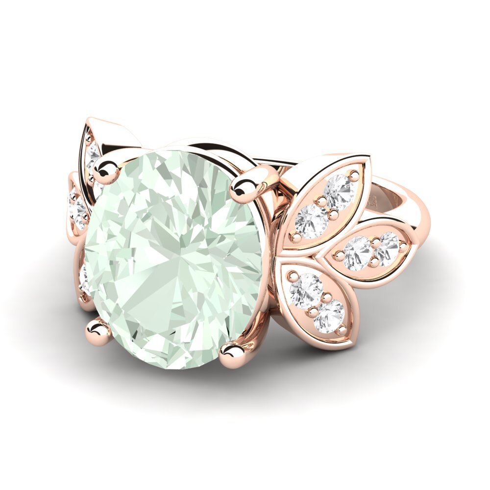 9k Rose Gold Green Amethyst Ring Aretha