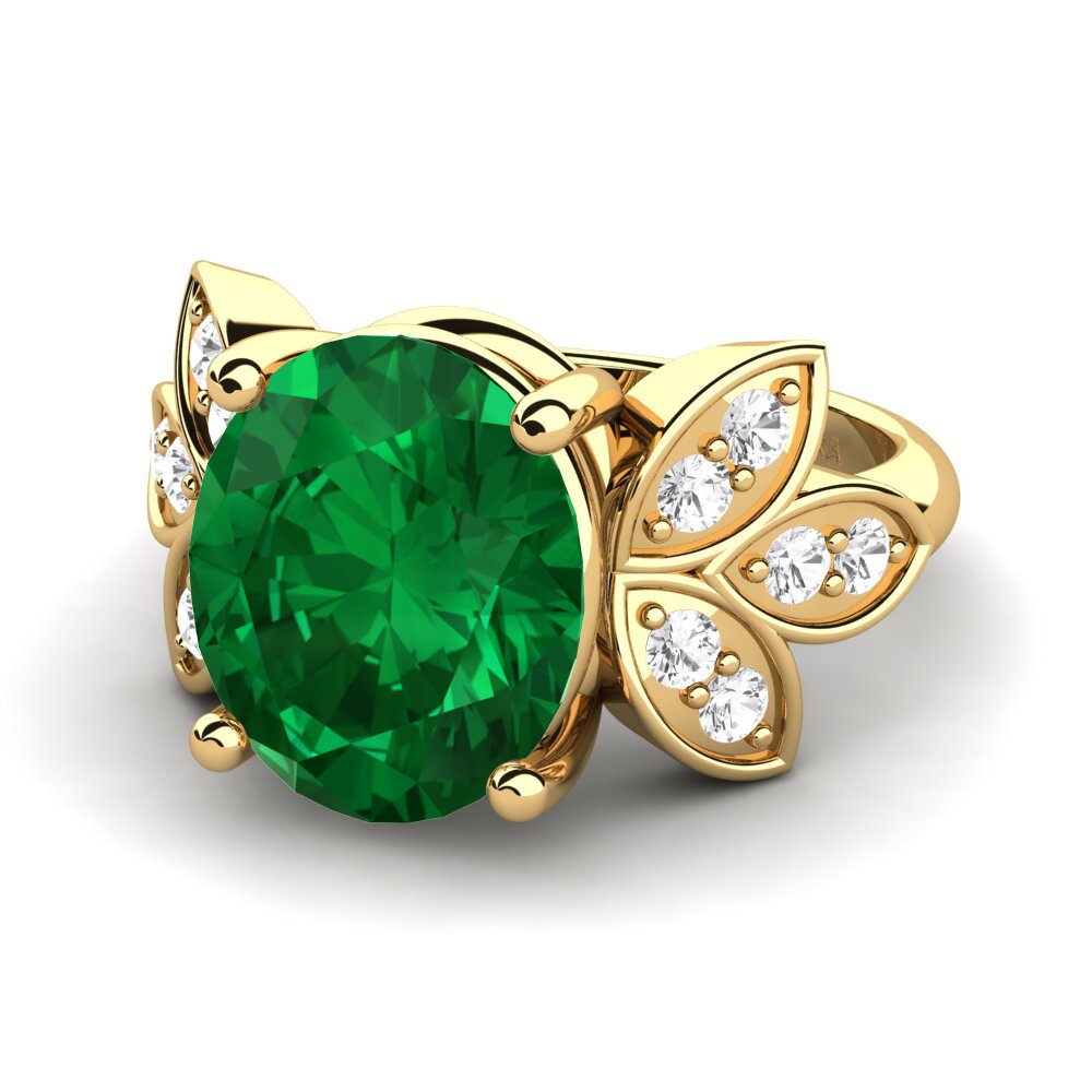 14ct Yellow Gold Emerald (Lab Created) Ring Aretha