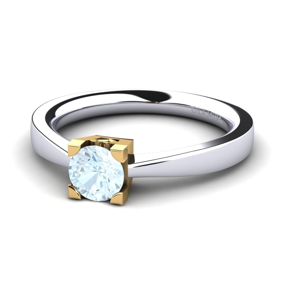 14ct White & Yellow Gold Aquamarine Women's Ring Calmar