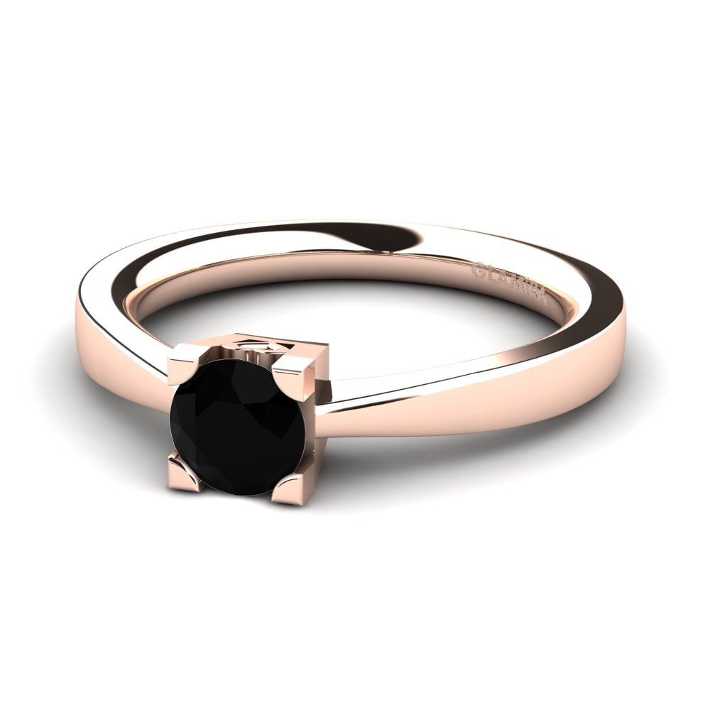 14ct Rose Gold Black Onyx Women's Ring Calmar