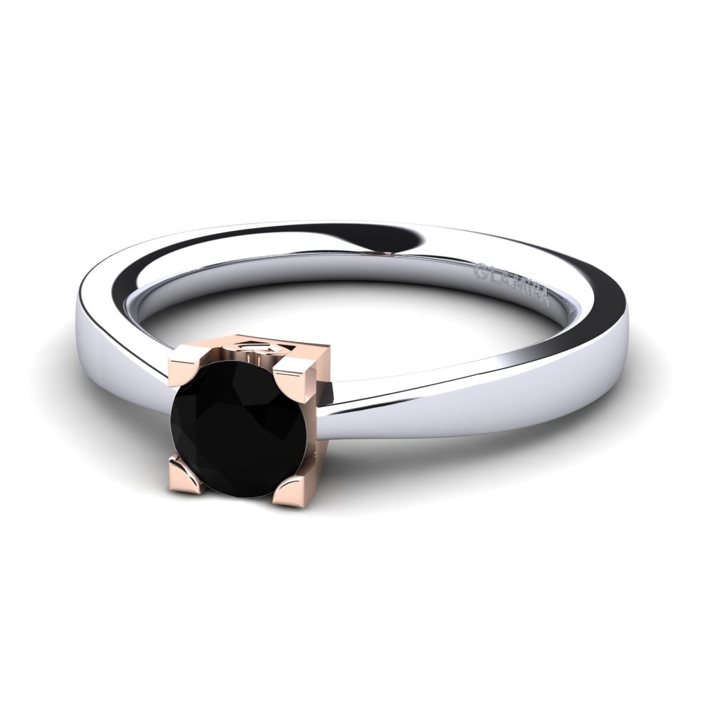 14ct White & Rose Gold Black Sapphire Women's Ring Calmar
