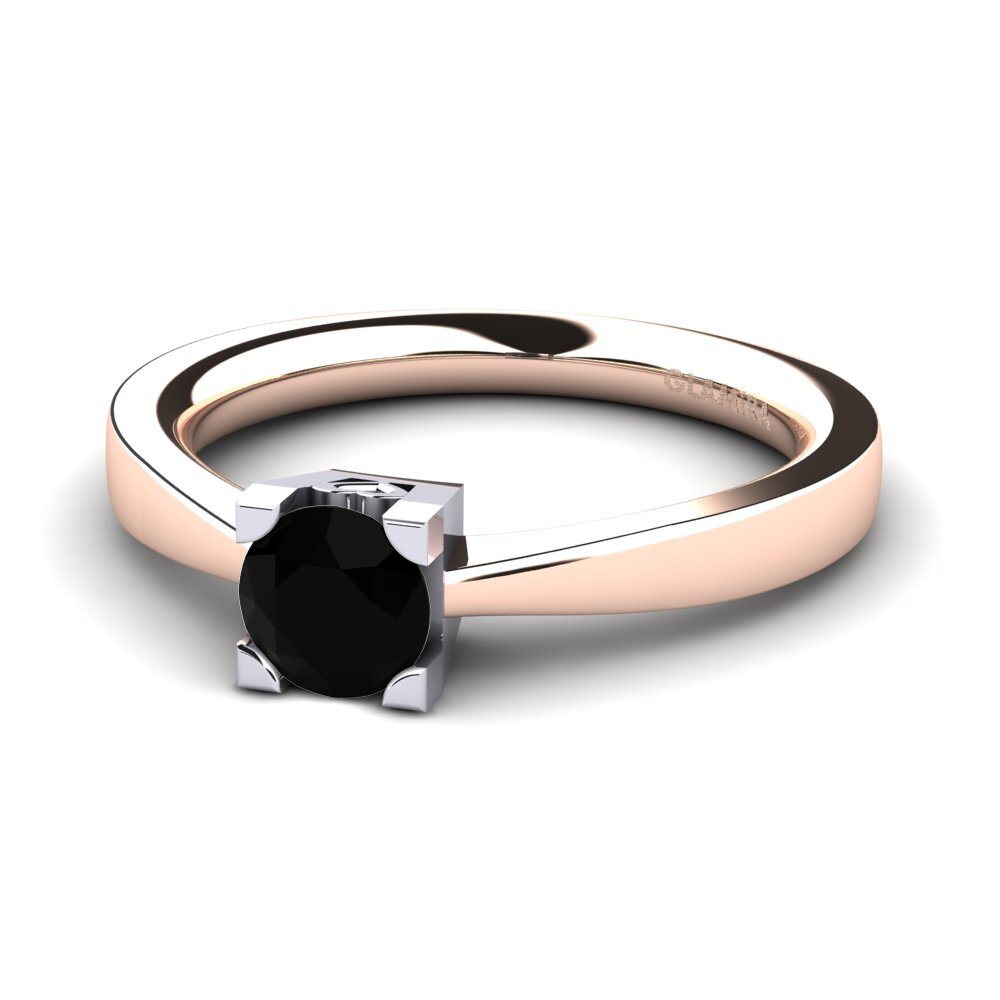 9ct Rose & White Gold Black Diamond Women's Ring Calmar