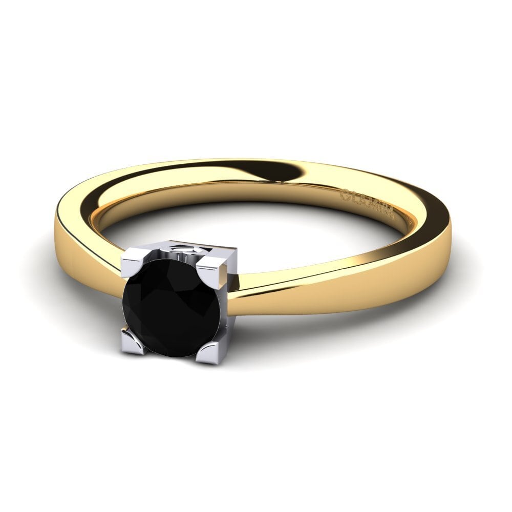 18ct Yellow & White Gold Black Diamond Women's Ring Calmar
