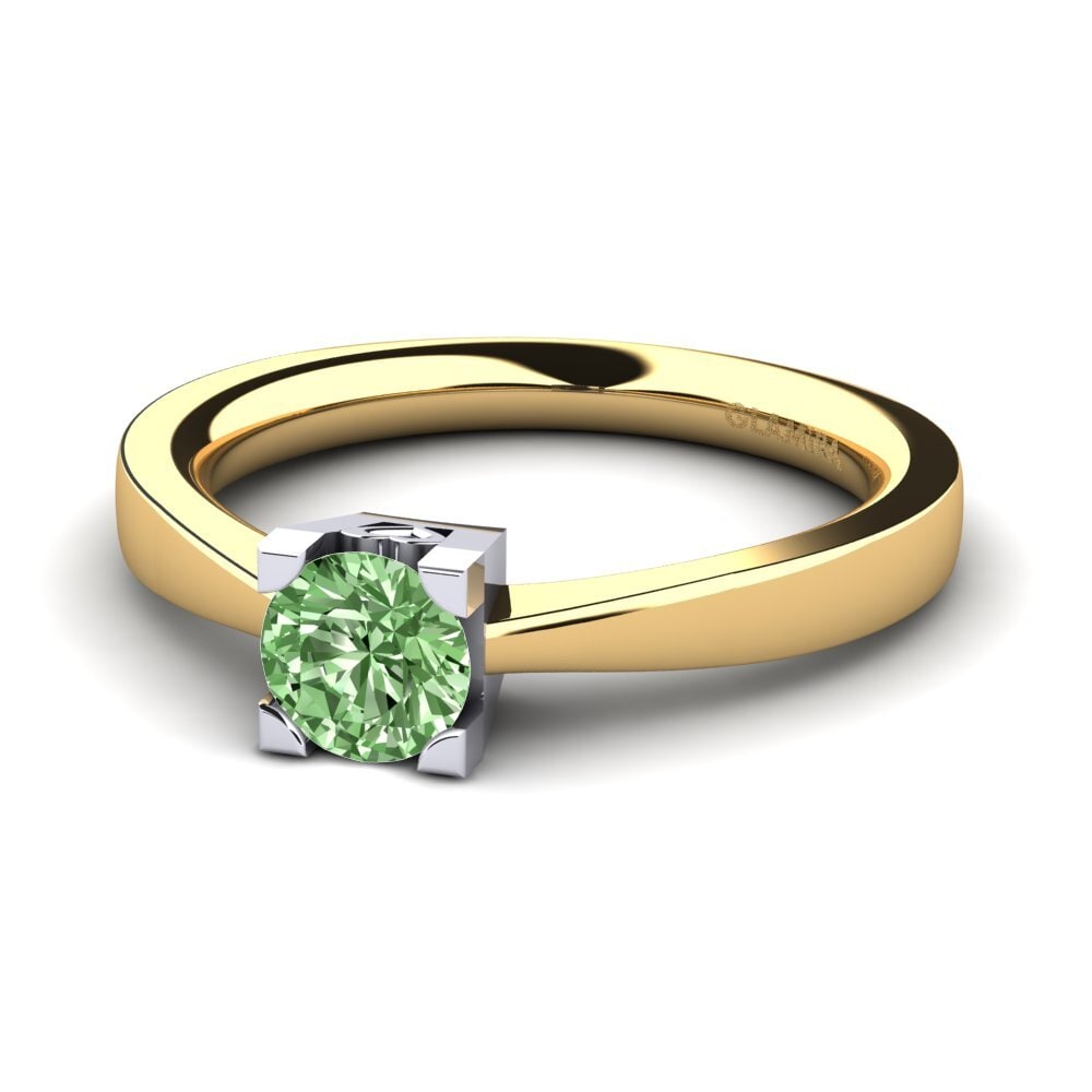 18ct Yellow & White Gold Green Diamond Women's Ring Calmar