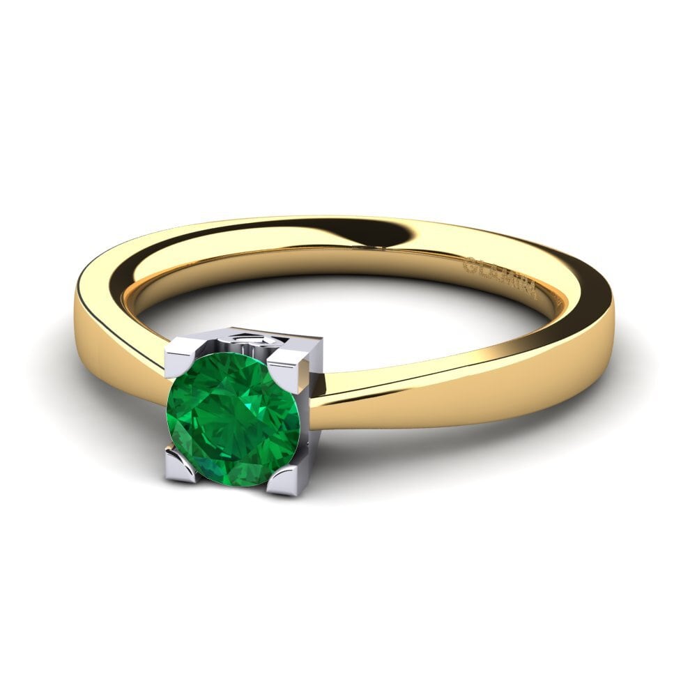18ct Yellow & White Gold Emerald (Lab Created) Women's Ring Calmar