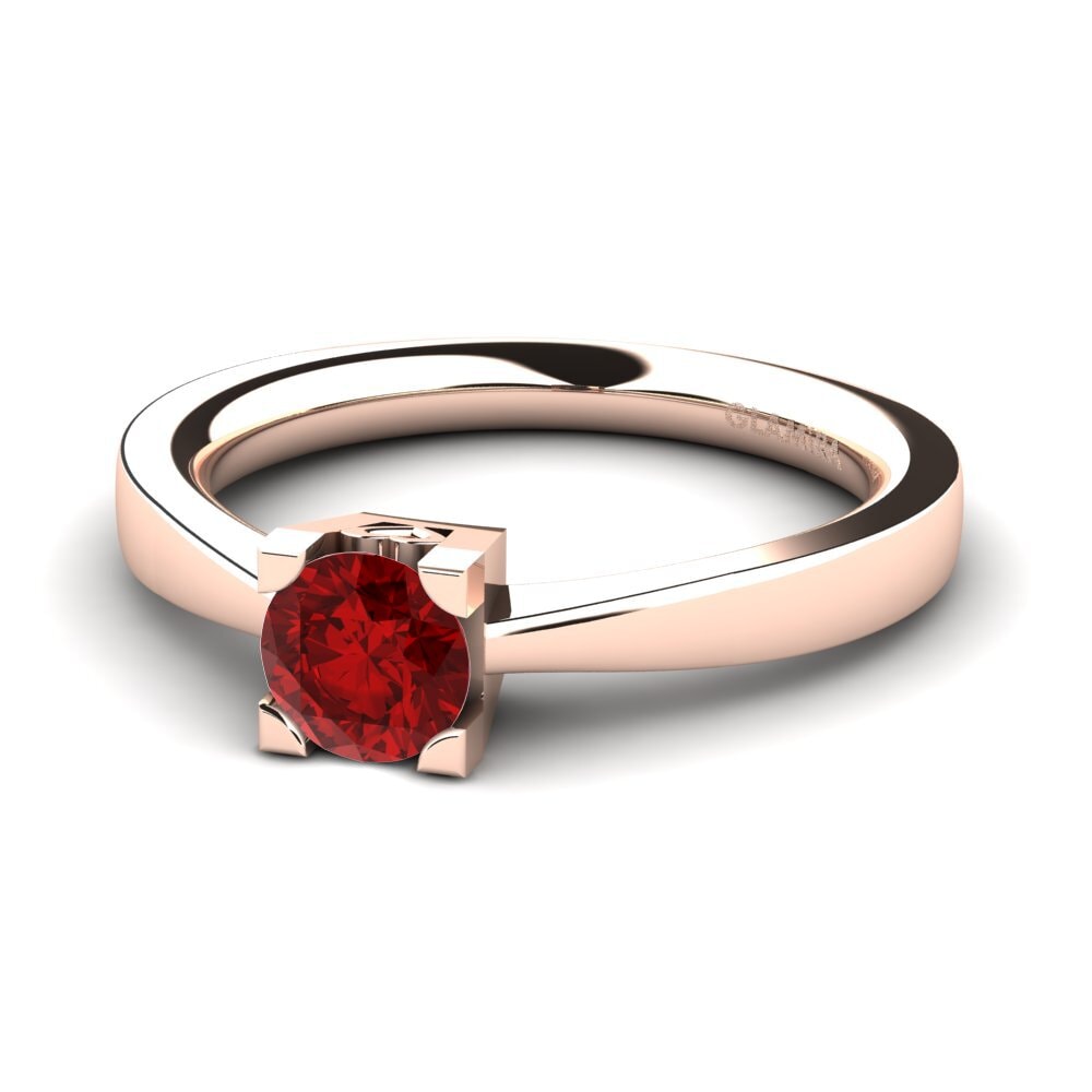 18ct Rose Gold Ruby (Lab Created) Women's Ring Calmar