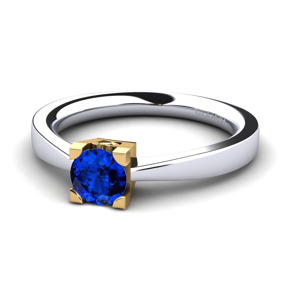 18ct White & Yellow Gold Sapphire (Lab Created) Women's Ring Calmar