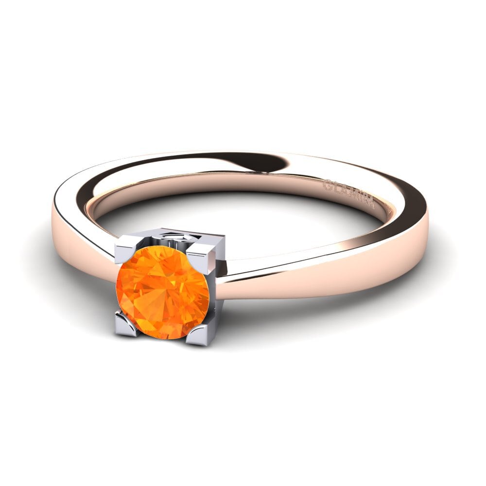 18ct Rose & White Gold Orange Sapphire Women's Ring Calmar