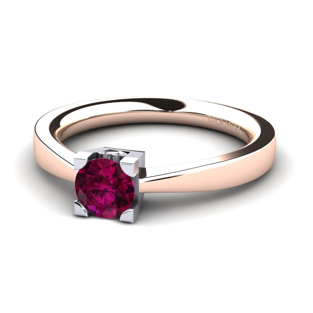 18ct Rose & White Gold Rhodolite Garnet Women's Ring Calmar