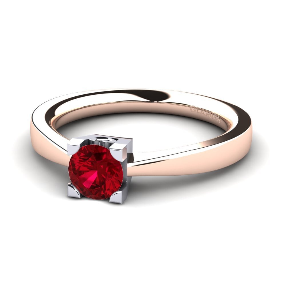 9ct Rose & White Gold Red Zirconia Women's Ring Calmar