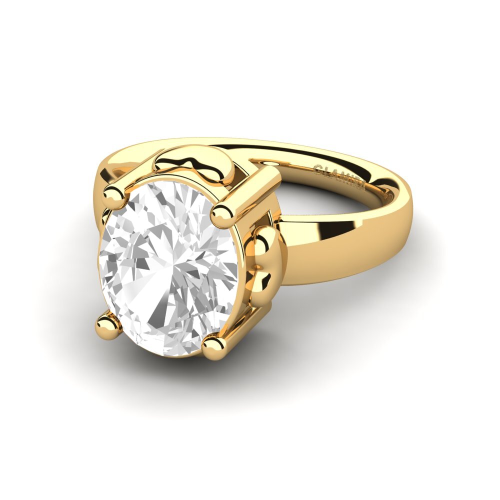 9k Oro Amarillo Topacio blanco Anillo de compromiso Jeralee