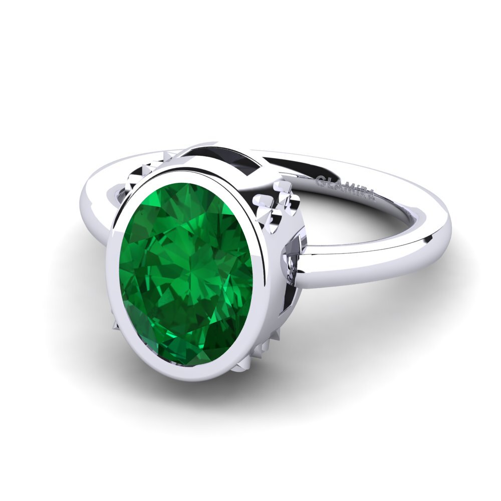 Esmeralda (creada en laboratorio) Anillo de compromiso Jeswitha