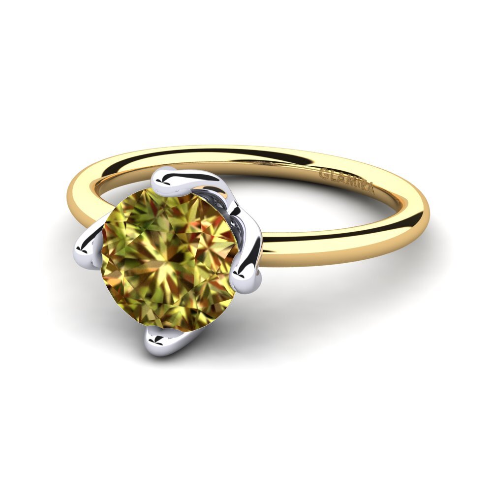 Klassiek Solitaire 14K Geel & Wit Goud Sultan Steen Verlovingsringen