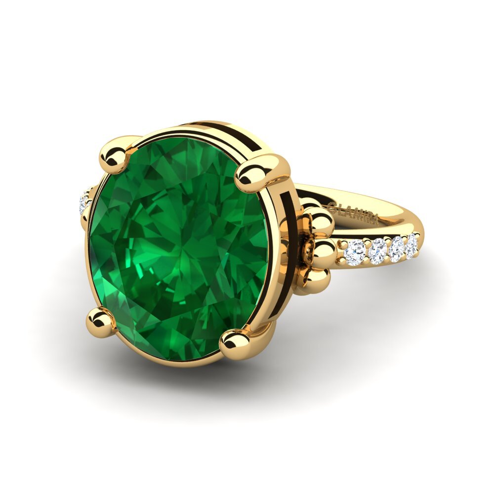 14ct Yellow Gold Emerald (Lab Created) Ring Lusiana