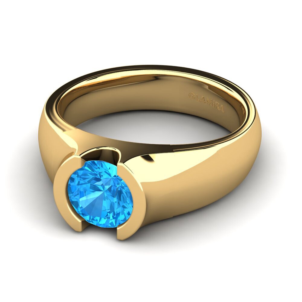 9k Oro Amarillo Topacio azul Anillo de compromiso Sabrina 1.0 crt