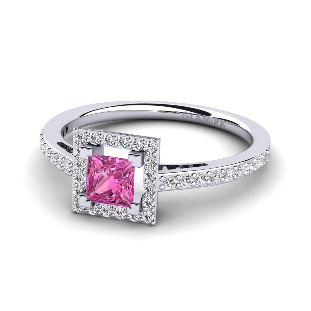 9ct White Gold Pink Topaz Engagement Ring Noima