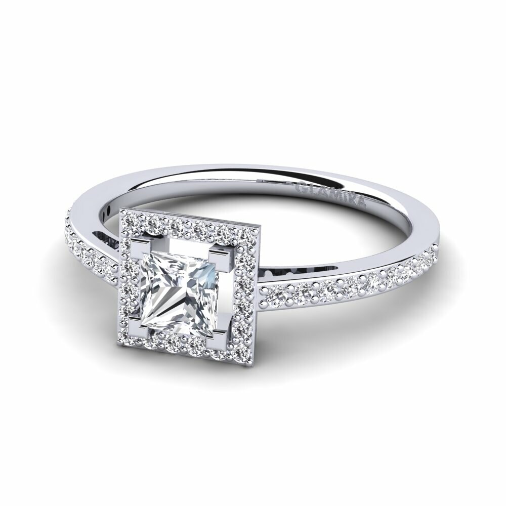 White Zircon Engagement Ring Noima