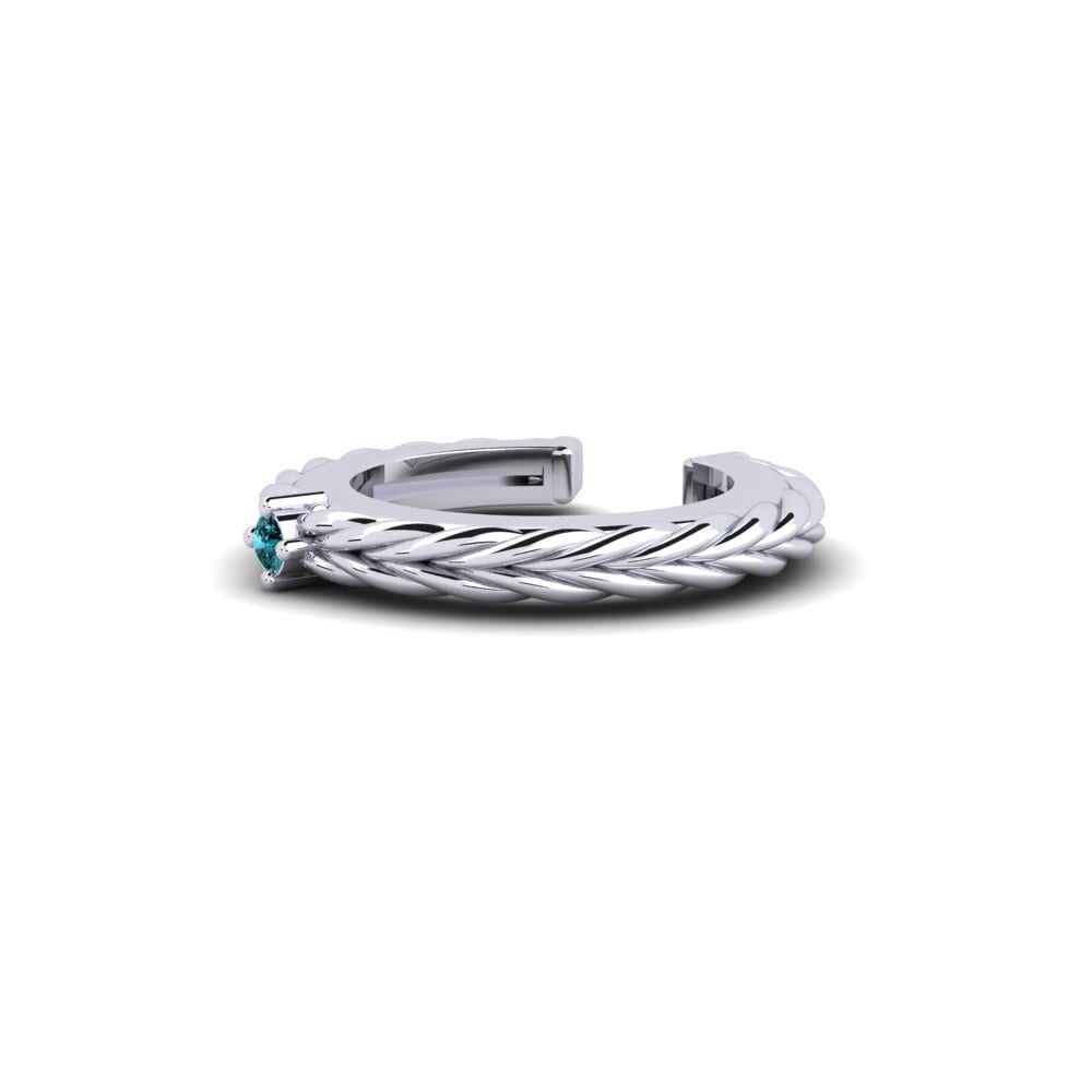 9ct White Gold Blue Diamond Men's Ear Cuff Nonette