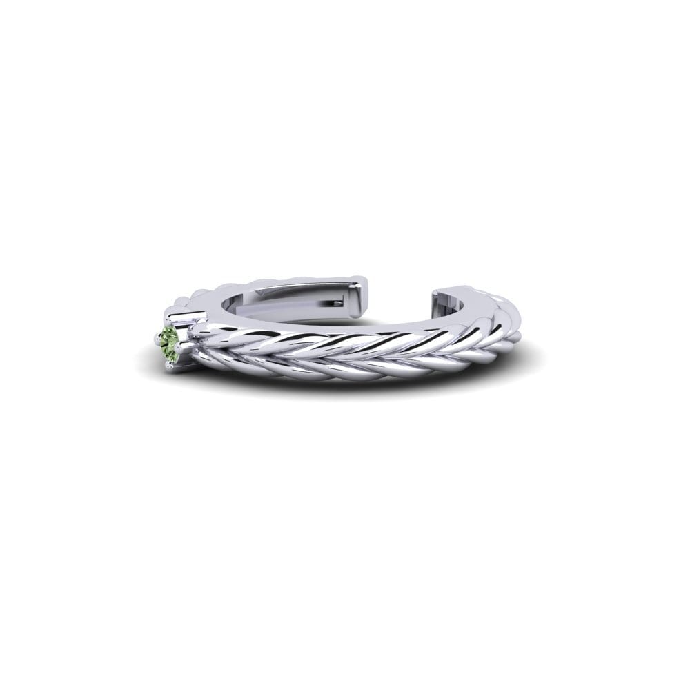 18k Oro Blanco Diamante Verde Aro oreja hombre Nonette