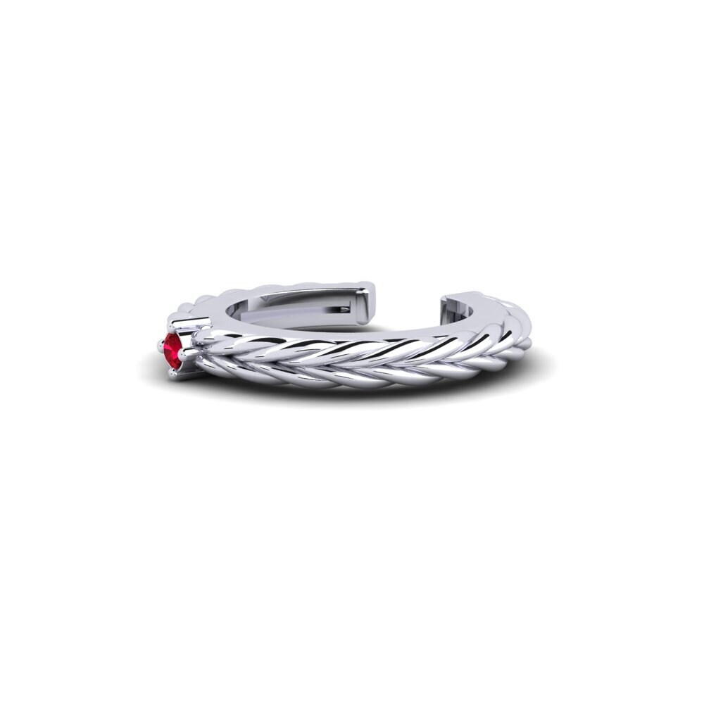 9k Oro Blanco Circonita Roja Aro oreja hombre Nonette