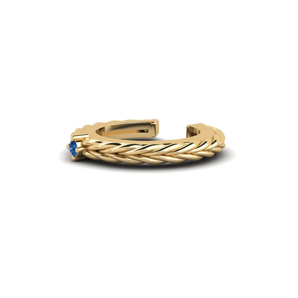9ct Yellow Gold Dark Blue Zirconia Men's Ear Cuff Nonette