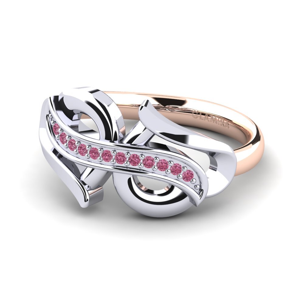 14k Oro Blanco & Rosa Granate Rhodolite Anillo Noralie