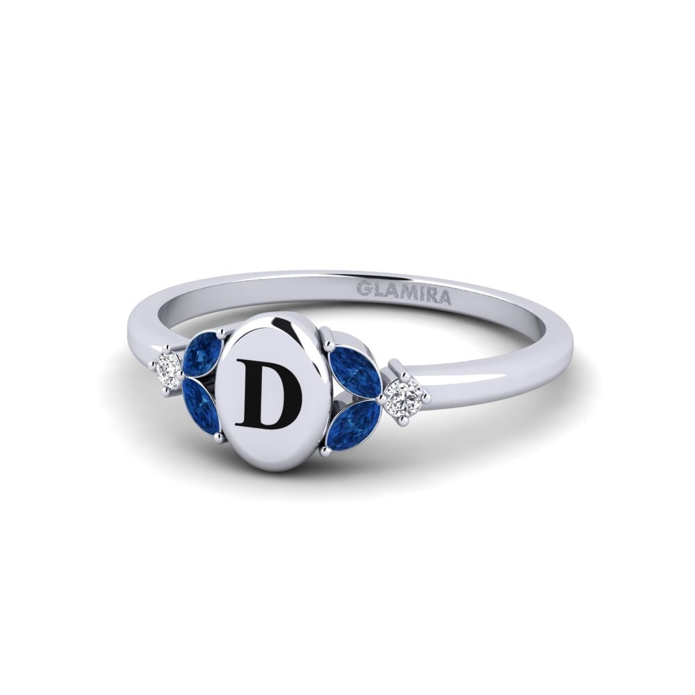 Palladium 950 Dunkelblauer Zirkonia Ring Notredame