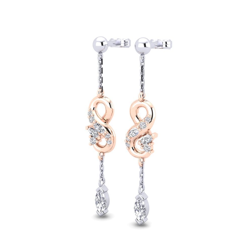 14ct White / Rose Gold Marquise Women's Earring Novel